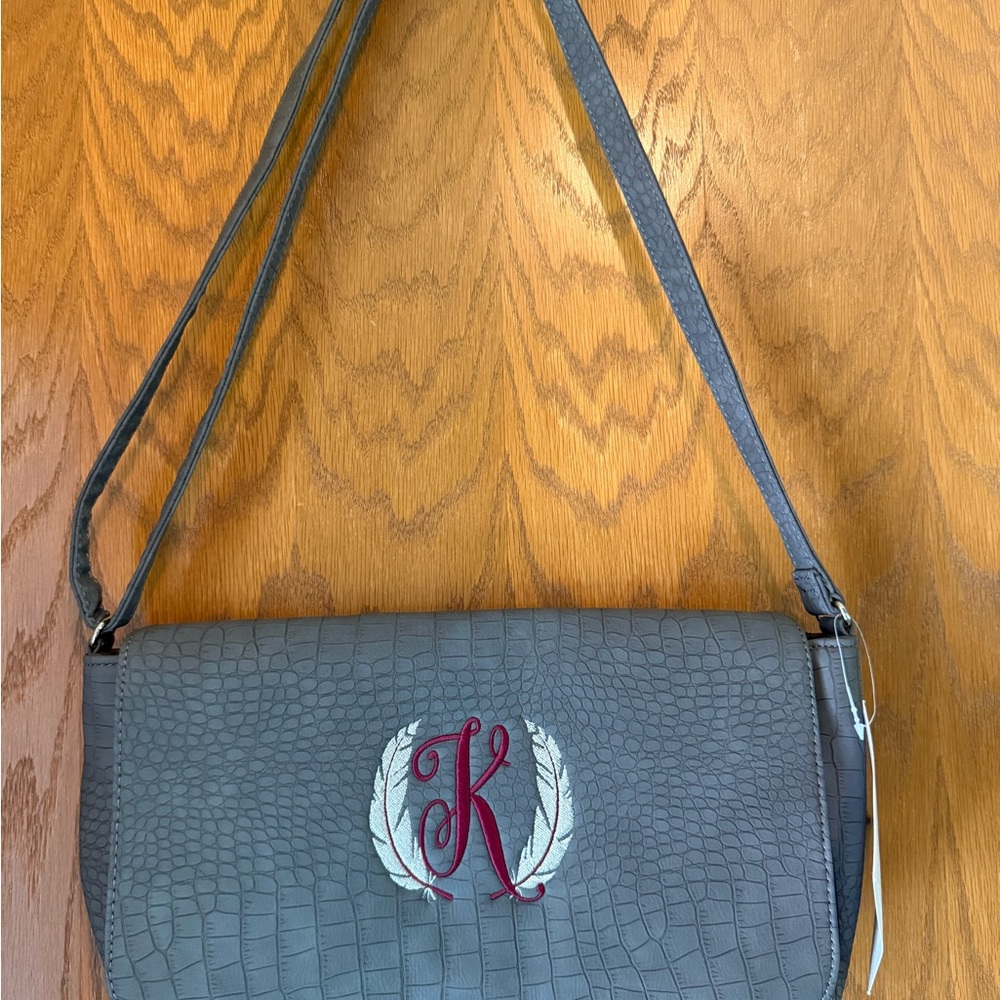 Thirty One Gifts Gray Faux Leather Crossbody Bag